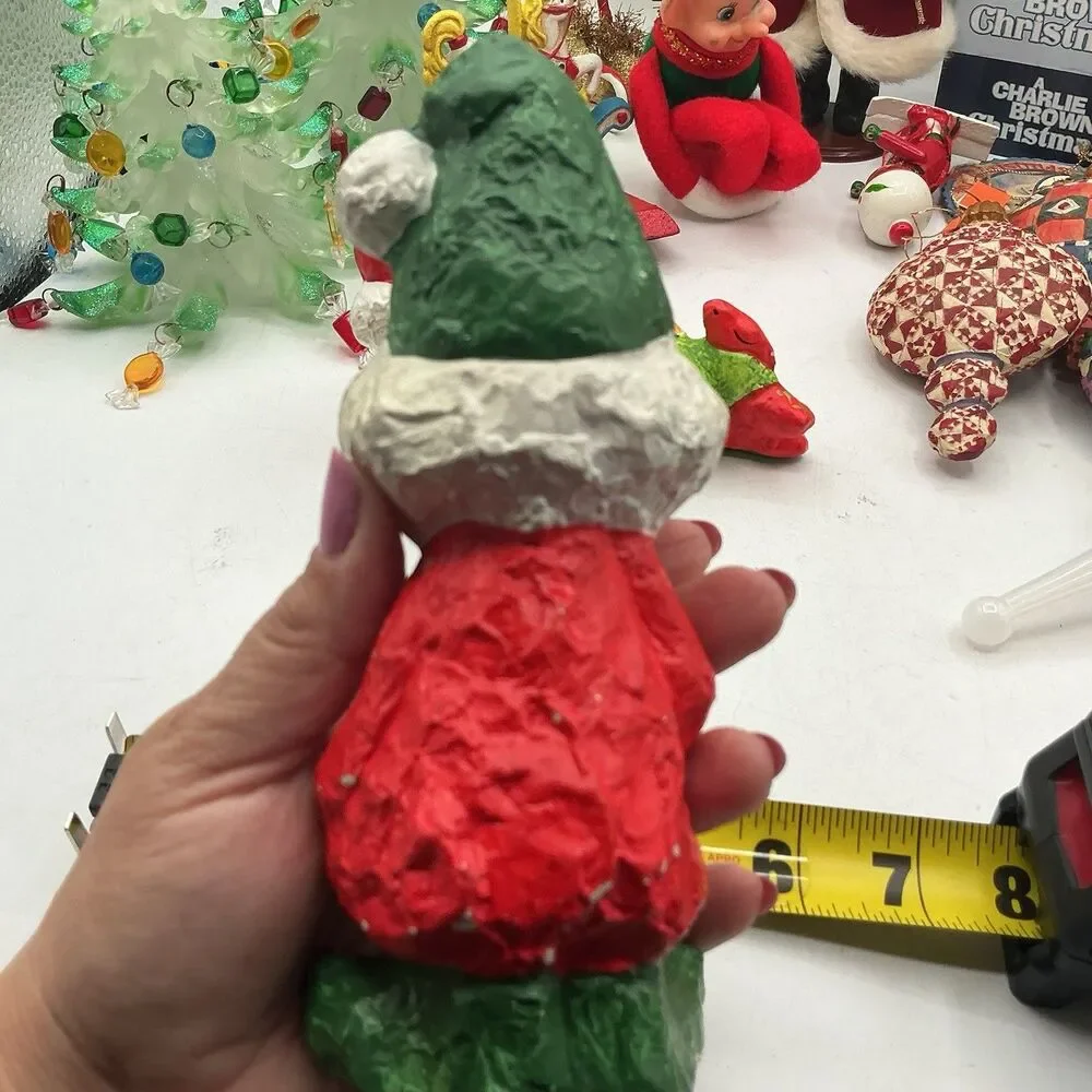Vintage Japan Papier Mache Santa Figurines Lot of 2 Christmas Damaged 6 Inch